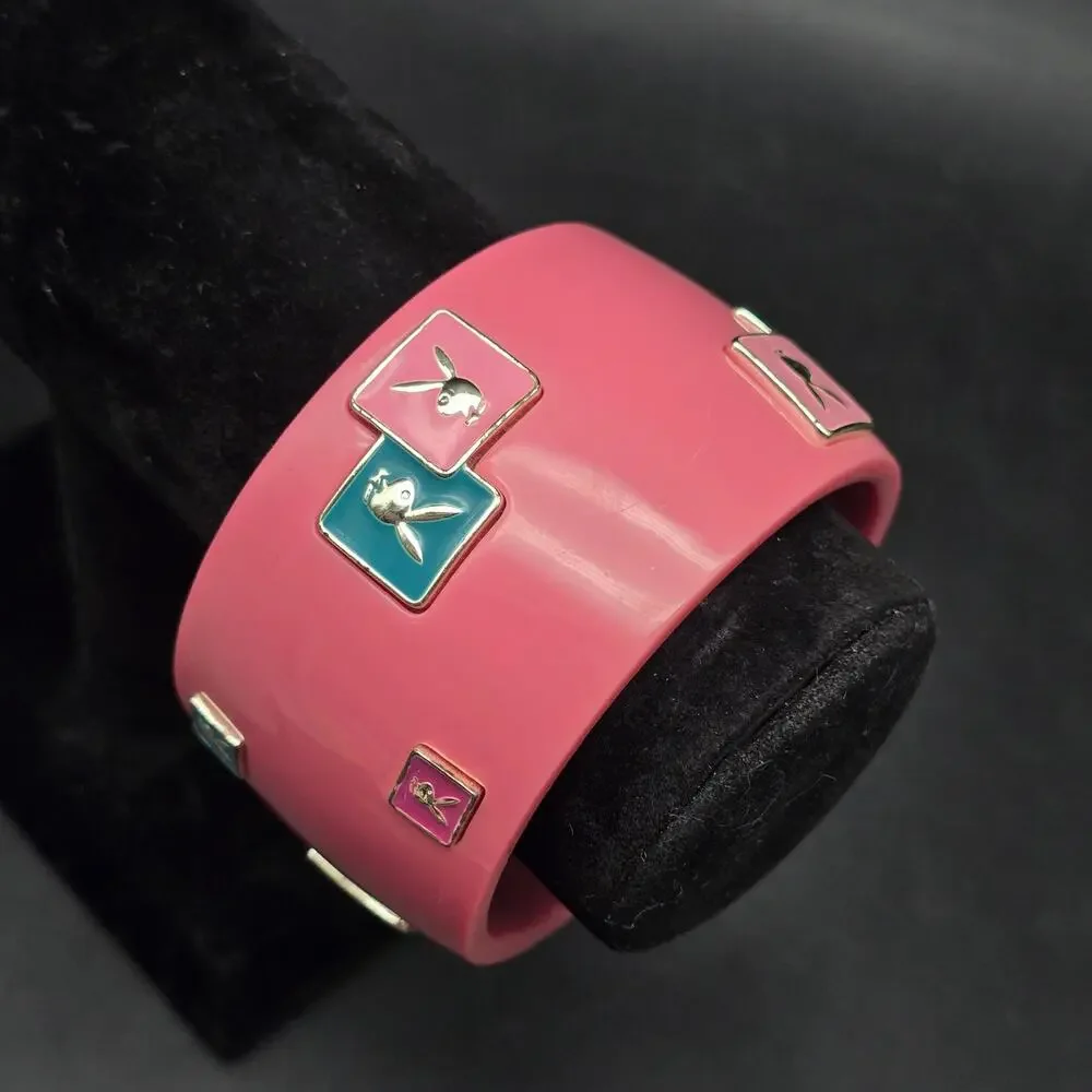 Playboy Bunny Pink Blue White Bangle Bracelet Costume Jewelry